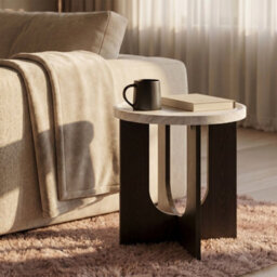Ohs Travertine Effect Angular Base Side End Table Engineered Wood - thumbnail 1