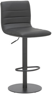 Lamboro Deluxe Aldo Black Bar Stool - Swivel Kitchen Stool With Gas Lift & Footrest - image 1
