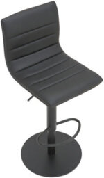 Lamboro Deluxe Aldo Black Bar Stool - Swivel Kitchen Stool With Gas Lift & Footrest - thumbnail 6