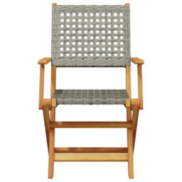 Walplus 3 Piece Bistro Set Grey Poly Rattan And Solid Wood - Cushion Not Included - thumbnail 4