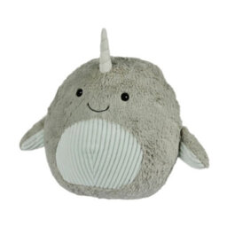 Warmies Luxury Long Pile Faux Fur Supersized Cushion, Narwhal - thumbnail 1