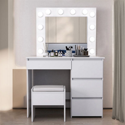 Kosy Koala White Dressing Table Hollywood Led Mirror Makeup Desk Vanity Table Bedroom Furniture - image 1