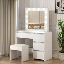 Kosy Koala White Dressing Table Hollywood Led Mirror Makeup Desk Vanity Table Bedroom Furniture - thumbnail 3