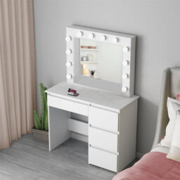 Kosy Koala White Dressing Table Hollywood Led Mirror Makeup Desk Vanity Table Bedroom Furniture - thumbnail 7