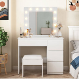 Kosy Koala White Dressing Table Hollywood Led Mirror Makeup Desk Vanity Table Bedroom Furniture - thumbnail 6