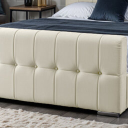 UKBEDFURNITURE Barcelona Wingback Upholstered Bed Beige Plush Valvet Upholstered Bed Frame Only - 48 Inch Headboard - thumbnail 3