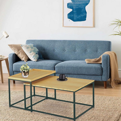 Aspect Furniture Novani Set Of 2 Coffee Table/nesting Table (Oak Veneer/black) - image 1