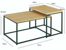 Aspect Furniture Novani Set Of 2 Coffee Table/nesting Table (Oak Veneer/black) - thumbnail 4