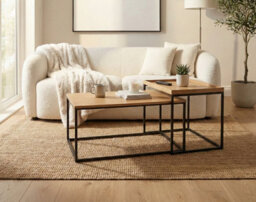 Aspect Furniture Novani Set Of 2 Coffee Table/nesting Table (Oak Veneer/black) - thumbnail 7