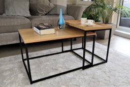 Aspect Furniture Novani Set Of 2 Coffee Table/nesting Table (Oak Veneer/black) - thumbnail 3