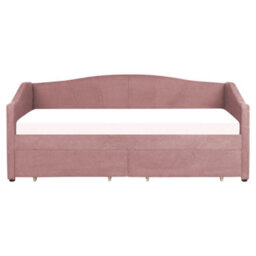 Beliani Daybed With Storage Fabric Vittel 90 X 200 Cm (Eu Single) Pink - thumbnail 7