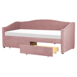 Beliani Daybed With Storage Fabric Vittel 90 X 200 Cm (Eu Single) Pink - thumbnail 6