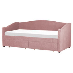 Beliani Daybed With Storage Fabric Vittel 90 X 200 Cm (Eu Single) Pink - thumbnail 5