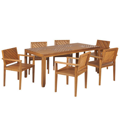 Beliani Garden Dining Set 6 Seater Baratti Acacia Wood Brown - image 1