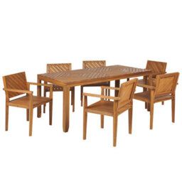 Beliani Garden Dining Set 6 Seater Baratti Acacia Wood Brown - thumbnail 1