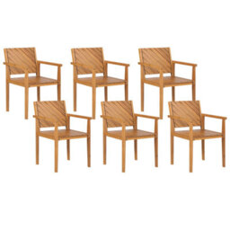 Beliani Garden Dining Set 6 Seater Baratti Acacia Wood Brown - thumbnail 4