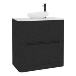 Royal Bathrooms Venice 800mm Matt Nocturne Black Freestanding Bathroom Countertop Vanity Unit 2 Drawer With Nova Basin - thumbnail 7