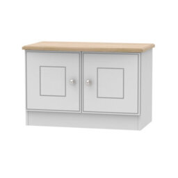 Albert Compact 2 Door Tv & Media Unit In Grey Matt & Oak (Ready Assembled) - thumbnail 1