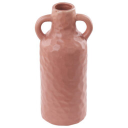 Beliani Flower Vase Drama Ceramic 24 Cm Pastel Pink
