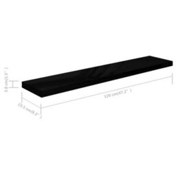Berkfield Floating Wall Shelf High Gloss Black 120X23.5X3.8 Cm Mdf - thumbnail 7