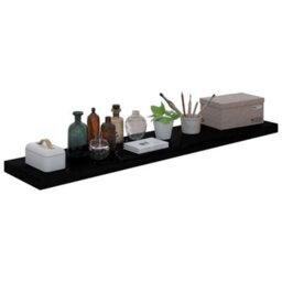 Berkfield Floating Wall Shelf High Gloss Black 120X23.5X3.8 Cm Mdf - thumbnail 3