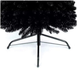 Shatchi 6Ft Artificial Flocked Black Slim Christmas Pencil Tree Holiday Home Decorations With Pointed Tips And Metal Stand - thumbnail 2