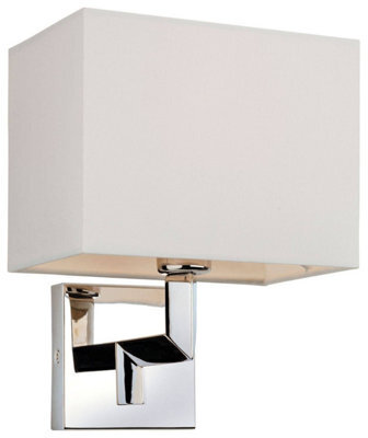 Luminosa Lighting Luminosa Lex 1 Light Single Indoor Wall Light Polished Stainless Steel, Cream Shade, E14