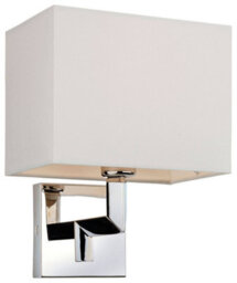 Luminosa Lighting Luminosa Lex 1 Light Single Indoor Wall Light Polished Stainless Steel, Cream Shade, E14