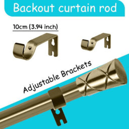 Moonlight Bedding Extendable Metal Curtain Pole With Cylinder Finials - Adjustable Plain Curtain Rod (Antique Brass,48-84 Inches) - thumbnail 2