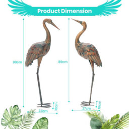 Costway 2Pcs Crane Garden Statue Set Metal Frame Crane Sculpture Statue Decoy Yard Art - thumbnail 2