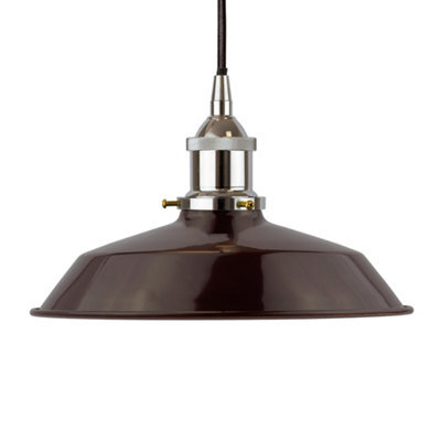 Burgundy Red Small Trinity Metal Painted Dome Pendant Light With Nickle Lamp Holder And Black Round Cable - Se Home - image 1
