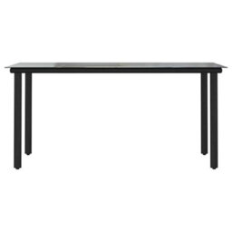 Berkfield 7 Piece Garden Dining Set Black Poly Rattan Glass - thumbnail 7