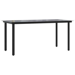 Berkfield 7 Piece Garden Dining Set Black Poly Rattan Glass - thumbnail 5