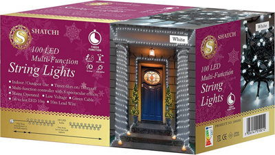 Shatchi 100 Cool White Leds Multifunction Timer Outdoor String Fairy Lights 10M - image 1