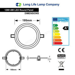 Long Life Lamps Company 12W Recessed Ceiling Led Round Ring Panel Red - thumbnail 2