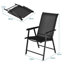 Costway Set Of 4 Folding Chairs In Fabric And Metal Garden Chairs-Black - thumbnail 2