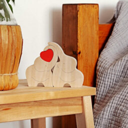 Novecrafto Loving Wooden Elephant Couple Figurine With Red Heart - Heartfelt Ornament Decor Gift With A Message Of Love - thumbnail 6