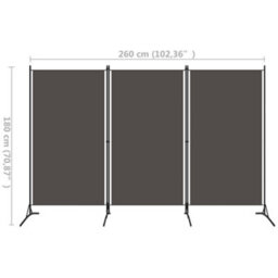 Vidaxl 3-Panel Room Divider Anthracite 260X180 Cm Room Dividers - thumbnail 3