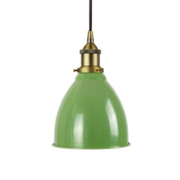 SE Home Mint Green Classic Small Pantry Metal Painted Dome Pendant Light With Matt Antique Brass Lamp Holder And Black Round Cable