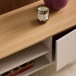Sweeek - Tv Stand Metal With Wood Decor 2 Doors 140 Cm Beige And Natural - Ashton - thumbnail 8