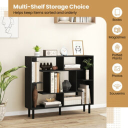 Gainoom Black Open Bookshelf Modern Geometric Bookcase Freestanding With Anti-Tipping Devices - thumbnail 6