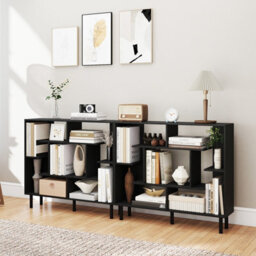 Gainoom Black Open Bookshelf Modern Geometric Bookcase Freestanding With Anti-Tipping Devices - thumbnail 5
