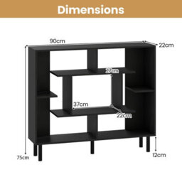Gainoom Black Open Bookshelf Modern Geometric Bookcase Freestanding With Anti-Tipping Devices - thumbnail 2