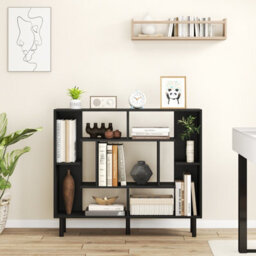 Gainoom Black Open Bookshelf Modern Geometric Bookcase Freestanding With Anti-Tipping Devices - thumbnail 3