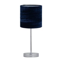 First Choice Lighting Chrome Stick Table Lamp With Navy Blue Crushed Velvet Shade - thumbnail 1