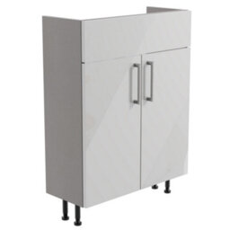 Ennis Slim Slimline Gloss Light Grey Double Freestanding Bathroom Vanity Unit (H) 820mm (W) 595mm - thumbnail 1