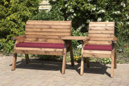 Charles Taylor Trading Three Seat Companion Set Straight With Cushions - W262 X D74 X H98 - Fully Assembled - Burgundy - thumbnail 2