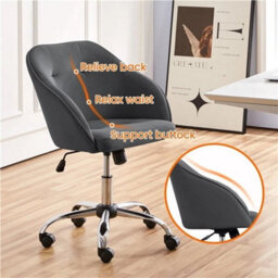 Home Office Chair Soft Swivel Velvet Chair Height Adjustable - thumbnail 3