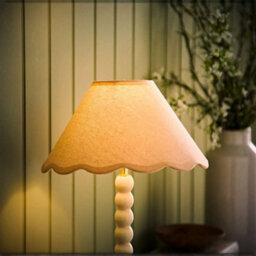 Valuelights Florie Small Natural Linen Tapered Light Shade With Scallop Trim And Bulb (D)27Cm
