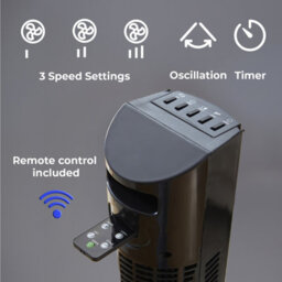Neo 46 Inch Black Floor Free Standing Tower Fan - thumbnail 5